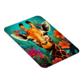 Blumengiraffe Portrait-9319 Magnet (Rechte Seite)
