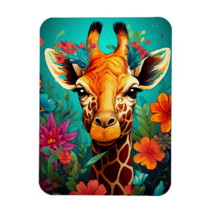 Blumengiraffe Portrait-9319 Magnet