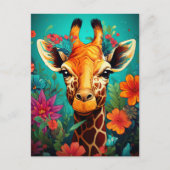 Blumengiraffe Portrait-9319 Postkarte (Vorderseite)