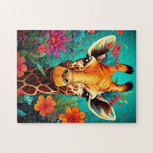 Blumengiraffe Portrait-9319 Puzzle (Horizontal)