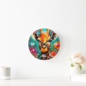 Blumengiraffe Portrait-9319 Runde Wanduhr (Zuhause)