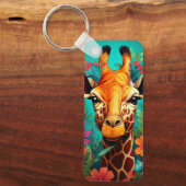 Blumengiraffe Portrait-9319 Schlüsselanhänger (Vorderseite)