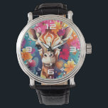 Blumengiraffe Portrait-9320 Armbanduhr<br><div class="desc">Blumengiraffe Portrait-9320</div>