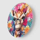 Blumengiraffe Portrait-9320 Große Wanduhr (Winkel)