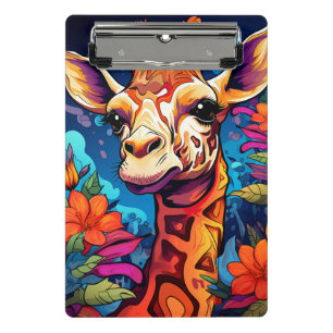 Blumengiraffe Portrait-9320 Mini Klemmbrett