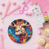 Blumengiraffe Portrait-9320 Pappteller (Party)