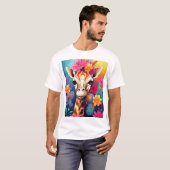 Blumengiraffe Portrait-9320 T-Shirt (Vorne ganz)