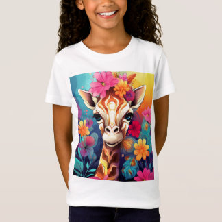 Blumengiraffe Portrait-9320 T-Shirt