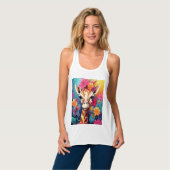 Blumengiraffe Portrait-9320 Tank Top (Vorderseite Vollansicht)