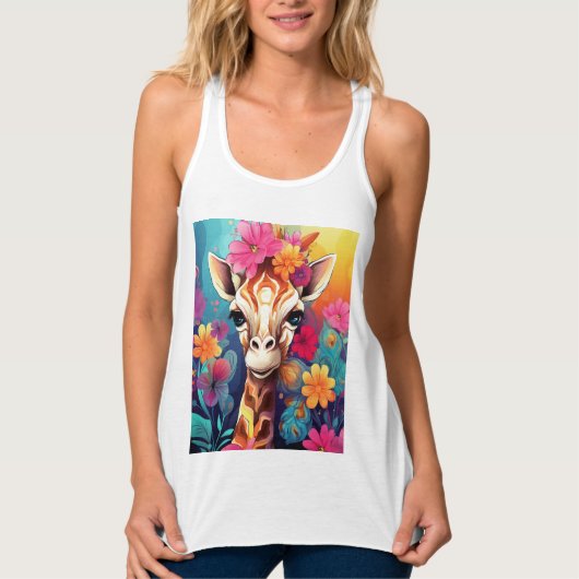 Blumengiraffe Portrait-9320 Tank Top (Vorderseite)