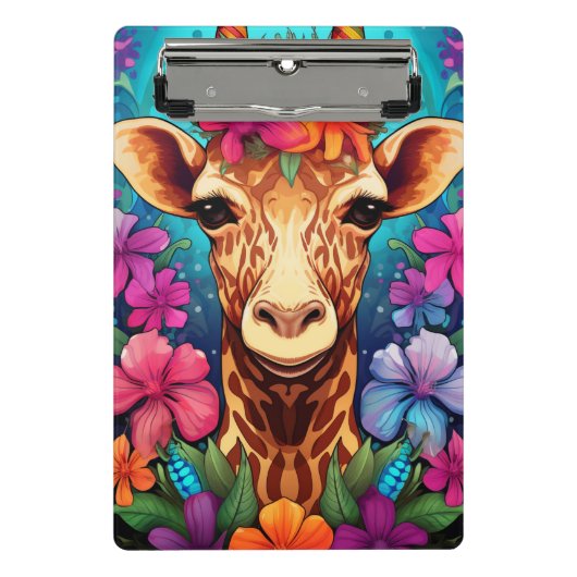 Blumengiraffe Portrait-9321 Mini Klemmbrett (Vorderseite)