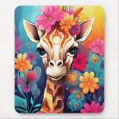 Blumengiraffe Portrait-9321 Mousepad (Vorne)