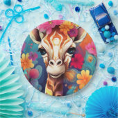 Blumengiraffe Portrait-9321 Pappteller (Party)