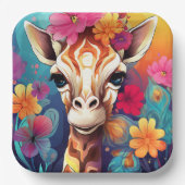Blumengiraffe Portrait-9321 Pappteller (Vorderseite)