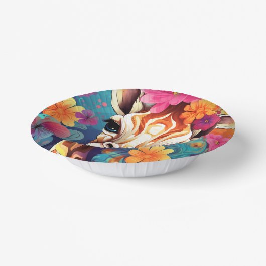 Blumengiraffe Portrait-9321 Pappteller (Gewinkelt)