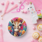 Blumengiraffe Portrait-9321 Pappteller (Party)