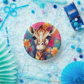 Blumengiraffe Portrait-9321 Pappteller (Party)
