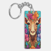 Blumengiraffe Portrait-9321 Schlüsselanhänger (Vorderseite links)