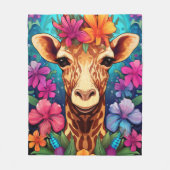 Blumengiraffe Portrait-9322 Fleecedecke (Vorderseite)