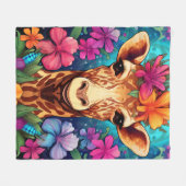 Blumengiraffe Portrait-9322 Fleecedecke (Vorderseite (Horizontal))