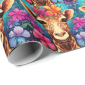 Blumengiraffe Portrait-9322 Geschenkpapier (Rolleneckpunkt)