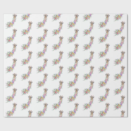 Blumengiraffe Wrapping Paper Geschenkpapier (Flach)