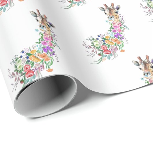 Blumengiraffe Wrapping Paper Geschenkpapier (Rolleneckpunkt)