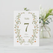 Blumengirlande Hochzeit Tischnummer – Romantische  (Stehend Vorderseite)