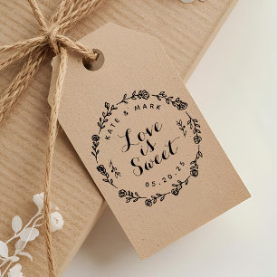 Blumengirlande Love is Sweet Hochzeitsgunst Gummistempel
