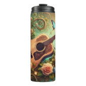 Blumengitarre mit Butterfusen Fantasy Thermosbecher (Vorderseite)
