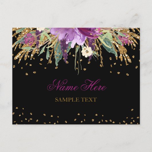 Blumenglitter Amethyst Postkarte (Vorderseite)