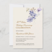 Blumengold 50. Hochzeitstag Lila Einladung (Vorderseite)