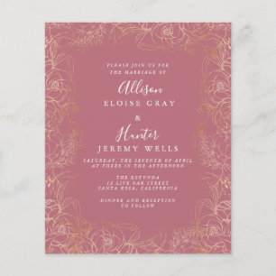 Blumengold Folien Hochzeitseinladung Flyer