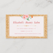 Blumengold Glitzer Makeup Artist Schönheitssalon Visitenkarte (Rückseite)