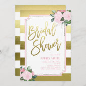 Blumengold Imitate Fossil | Brautparty Einladung (Vorne/Hinten)