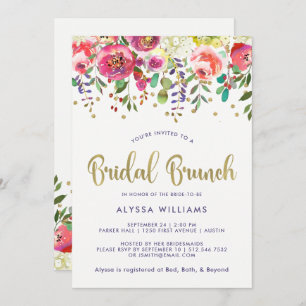 Blumengold Modern Watercolor Bridal Brunch Einladung