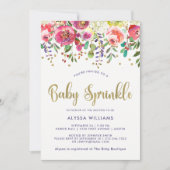 Blumengold| Moderne Wasserfarben-Babysprinke Einladung (Vorderseite)