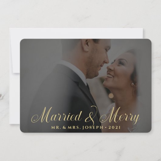 Blumengoldblüten Verheiratet und frohe Weihnachtsg Feiertagskarte (Vorderseite)