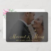 Blumengoldblüten Verheiratet und frohe Weihnachtsg Feiertagskarte (Vorne/Hinten)