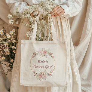 Blumengoldburgund Rose Blumenmädchen mit Namen Tragetasche
