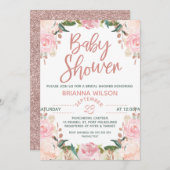 Blumengolddusche Rose Einladung (Vorne/Hinten)