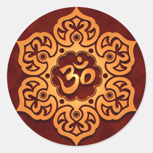 Blumengolden Red Om Design Runder Aufkleber (Vorderseite)