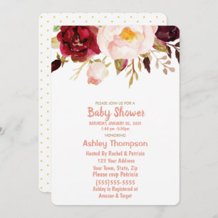 Blumengolden und Pink Girls Kinderdusche Einladung