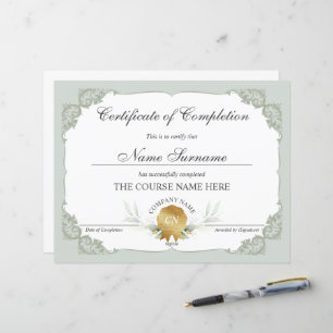 blumengoldenes Zeugnis des Abschlusses Award Cours