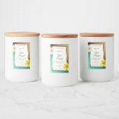 Blumengoldfarben und Aquamarine Glitzer-Etiketten Lebensmitteletikett (Flaschen)