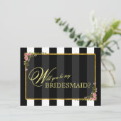 Blumengoldfolie WERDEN SIE MEIN BRIDESMAID SEIN? Einladung (Stehend Vorderseite)