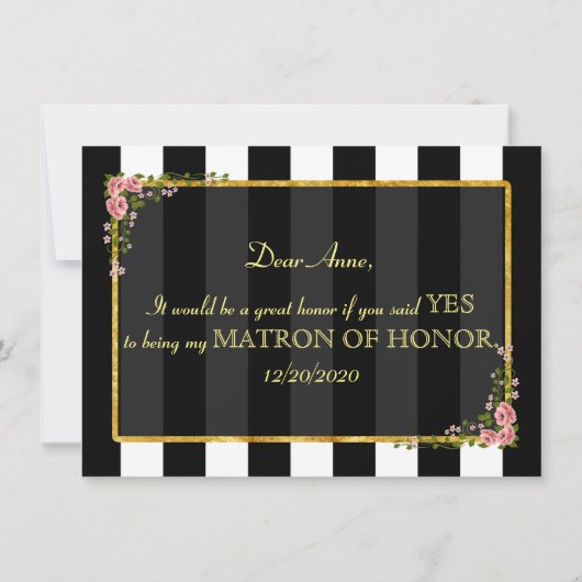 Blumengoldfolie WIRD IHR MEIN EHRENSPRUNG SEIN? Einladung (Rückseite)