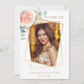 Blumengoldgrün Rose Foto Geburtstag Dankeskarte (Vorderseite)