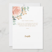 Blumengoldgrün Rose Foto Geburtstag Dankeskarte (Rückseite)