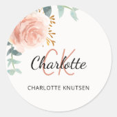 Blumengoldgrün Rose Vielen Dank Runder Aufkleber (Vorderseite)